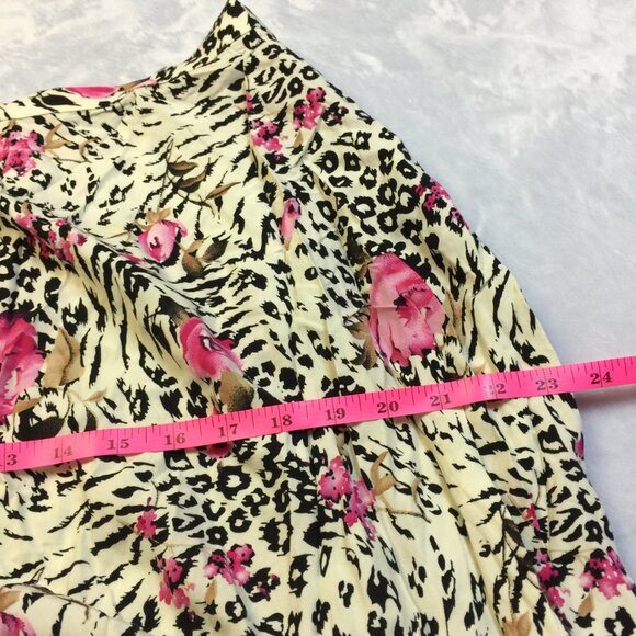 Neeru Kumar Maxi Skirt Sz S Womans White Black Pink Animal Floral Elastic Waist - Picture 6 of 14
